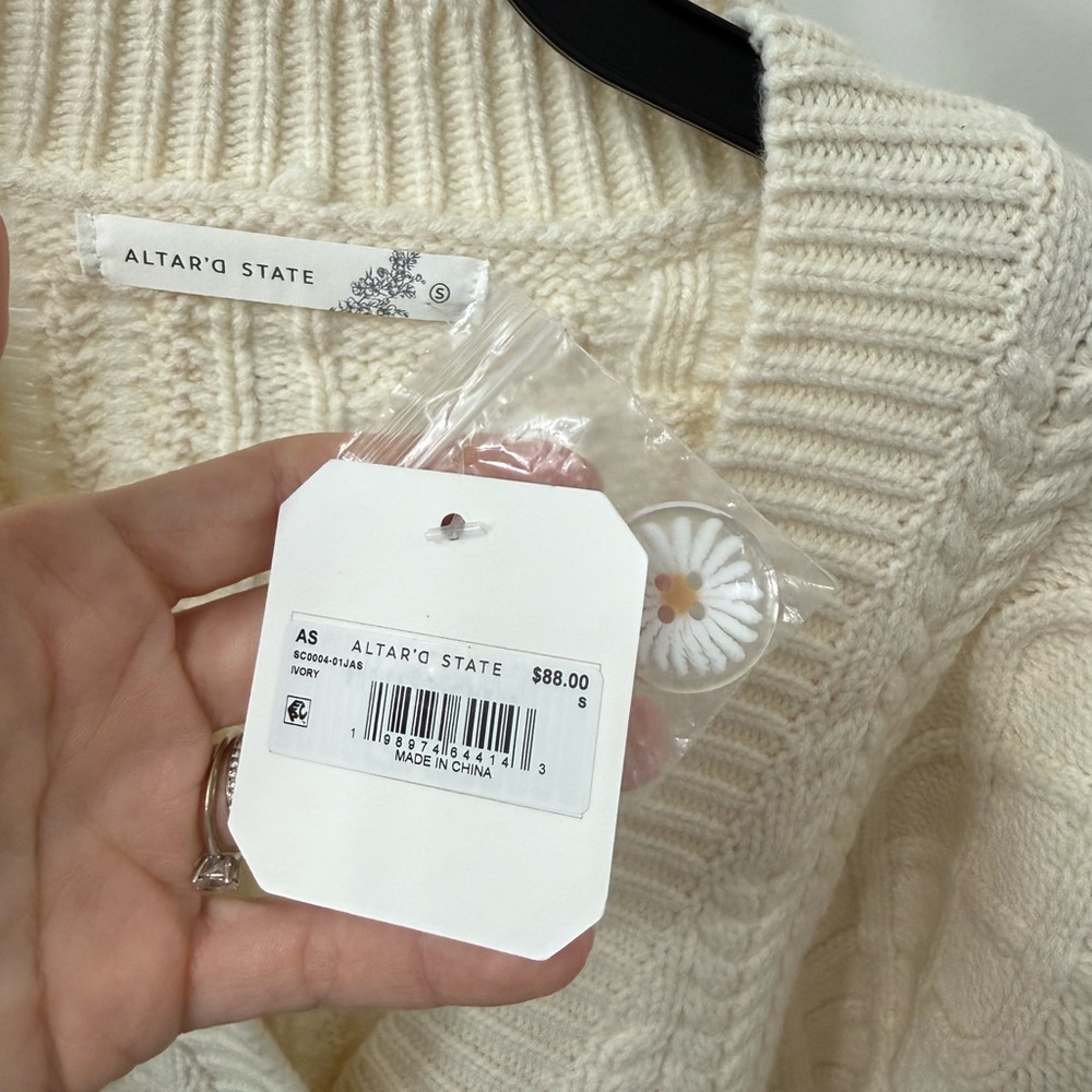 Altar'd State Cream Cable Knit Cardigan - Picture 5 of 7